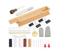 YROHGKPN Lot de 26 reliures de livres en bois avec cuir et modèles de tampons - Accessoires de fabrication de livres - Outil de soufflage