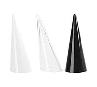 YROHGKPN Lot de 3 supports pour bagues en forme de cône, blanc transparent et noir, pour comptoirs de bijoux ou commodes, présentoir de bagues