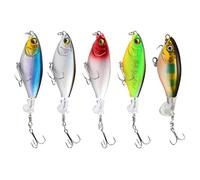 YROHGKPN Lot de 5 hélices de surface tracteurs, appâts durs rotatifs, hameçons, bruits, surfaces dures, appâts