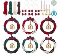YROHGKPN Lot de 6 couronnes de Noël en macramé pour adultes, débutants, arbre à suspendre, vacances, tenture murale, kits de macramé