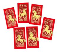 YROHGKPN Lot de 6 enveloppes rouges festives sur le thème de l'année des chevaux avec bénédiction traditionnelle pour un festival de bon augure, accessoires de fête pour l'éternité