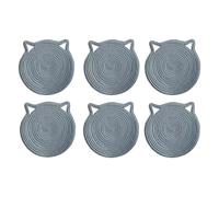 YROHGKPN Lot de 6 grands sous-verres absorbants en coton tressé en forme d'oreilles de chat pour boisson, dessus de table en bois, dessous de verre absorbants