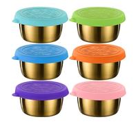 YROHGKPN Lot de 6 porte-épices multi-usages en acier inoxydable 304 - Avec couvercle - Pour l'organisation des repas - Petits gobelets à sauce