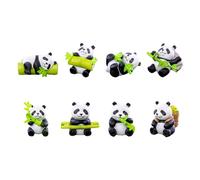 YROHGKPN Lot de 8 figurines panda réalistes - Petits modèles d'animaux - Ornements miniatures pour décorations de gâteaux et de jardin - Accessoires miniatures - Ornements panda miniatures