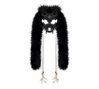 YROHGKPN Masque de loup-garou en fausse fourrure - Masque de renards vikings - Masque d'animaux à fourrure - Accessoire de costume d'Halloween - Accessoire de cosplay Wendigo