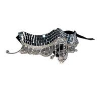 YROHGKPN Masque de mascarade avec strass et lanières - Accessoire photo pour femme - Cosplay - Demi-visage - Œil en cristal - Halloween