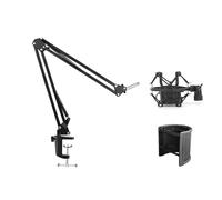 YROHGKPN Microphones métalliques réglables, support de bras en ciseaux, support amortisseur pliable pour enregistrement et streaming en direct, support de microphone pliable