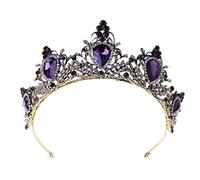YROHGKPN Mode Vintage Couronne Mariage Luxe Reine pour Pierre Bandeau Cheveux Décoration Reine Corbeau Bandeaux Femmes Cheveux avec Perles