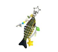YROHGKPN Ornement de perles d'inspiration antique avec accent de poisson et étoile - Lanière de sac rétro pour téléphone - Accessoire de perles - Porte-clés - Décoration de bijoux, jaune, taille
