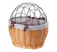 YROHGKPN Panier tissé réglable, rangement pour guidon de vélo avec sangle de fixation, vélos avant en rotin avec couvercle, porte-vélo pour animaux de compagnie