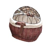 YROHGKPN Panier tissé réglable, rangement pour guidon de vélo avec sangle de fixation, vélos avant en rotin avec couvercle, porte-vélo pour animaux de compagnie