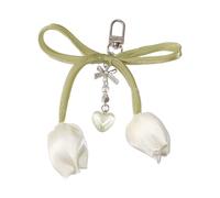 YROHGKPN Pneu à code en forme de fleur, décoration artistique et multi-fonctionnelle pour sacs et téléphones, accessoire pour femme, porte-clés à fleurs, Blanc., taille unique