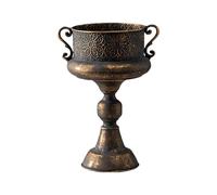 YROHGKPN Pots de fleurs en fer antique avec forme ronde et motif en relief pour jardin, terrasse, décoration intérieure ou extérieure Bronze