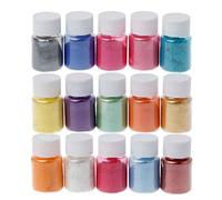 YROHGKPN Poudre de mica créative, colorant résine époxy, colorant exquis pour nail art, résistance aux hautes températures, 15 couleurs, pigment métallique