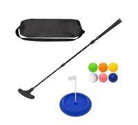 YROHGKPN Putter de golf à deux voies avec balle et disque de putting - Longueur réglable - Pour enfants droitiers et gauchers - Raquette à deux voies avec disque de putting et balle d'exercice