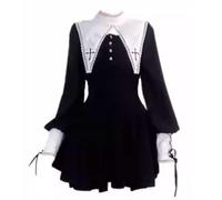 YROHGKPN Robe d'Halloween effrayante sur le thème des nonnes avec mélange de polyester doux, différents choix, costume d'horreur confortable pour femme, costume punk de nonne