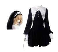 YROHGKPN Robe d'Halloween effrayante sur le thème des nonnes avec mélange de polyester doux, différents choix, costume d'horreur confortable pour femme, costume punk de nonne