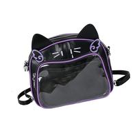 YROHGKPN Sac à bandoulière Itabag avec sangle réglable, affichage transparent sur le devant, sac à dos Itabag pour femme et adolescente, sac à dos décontracté pour femme, Noir/violet