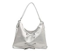 YROHGKPN Sac à bandoulière pour femme en cuir synthétique avec chaîne et bandoulière Sac à dos de grande capacité pour les étudiants l'école pour un usage quotidien, Argent (Silver)