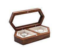 YROHGKPN Superbe boîte à bagues en bois de noyer - Organisateur de bijoux - Rangement pour étui - Présentation - Cadeau - Étui de voyage - Organisateur de boucles d'oreilles pour demande