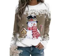 YROHGKPN Sweat-shirt à col rond pour femme - Pull de printemps et d'automne - Haut à manches longues - Pull de Noël ample - Manches longues - Col rond - Décontracté, Élément 6, XL