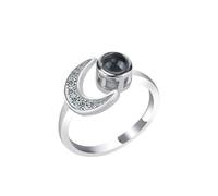 yrozvw Bague photo personnalisée Bague de projection personnalisée Bague en forme de coeur avec photo Bague de fiançailles croissant de lune Bague commémorative personnalisée pour femmes