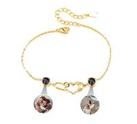 yrozvw Bracelets photo personnalisés,Bracelets de projection de coeur avec photo à l'intérieur,Bracelets photo circulaires personnalisés Bracelet 100 langues Je t'aime Cadeaux pour femmes Noël