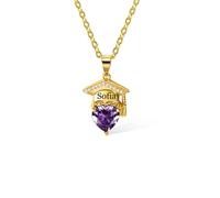 yrozvw Collier prénom personnalisé Collier bonnet de célibataire avec pierre de naissance Collier prénom personnalisé Collier bonnet de fin d'études Collège Lycée Cadeau de fin d'études
