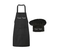 yrozvw Ensemble tablier et toque de cuisinier personnalisé Tablier de cuisinier ajustable pour hommes et femmes