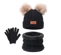 YRPACFB Kids Winter Beanie Hat Scarf Gloves Set, Warm Thermal Knitted Beanie Cap Snood Neck Warmer Mitten, Knit Thick Warm Fleece Sets, Winter Accessories Sets for Children Outdoor Sports 3 in 1