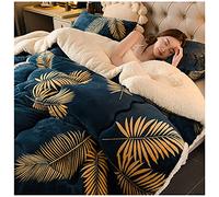 YRRA Épaissir Cachemire Courtepointe, Consolateur Couette Lit Chaud Et Doux d'hiver Couverture Épaissie en Cachemire d'agneau, pour Chambre,Bleu,180x220cm(3kg)