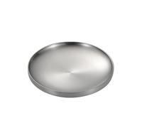 YRREATY Assiette Ronde Épaisse en Acier Inoxydable - Design Moderne Chic | Plateau Double Couche: texturée circulaire et look industriel rétro; robuste, , adapté à tout vaisselle.