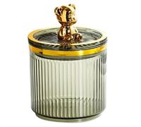 YRREATY Boîte de Rangement en Acrylique pour Cotons-Tiges, Ours Mignon, Support pour Cotons-Tiges, Organisateur de Maquillage pour Cotons-Tiges, Boîte et Facile à Utiliser, Vert