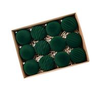 YRREATY Boules Durabilité Suspension 8cm | 12 paquets de boules décoratives en plastique vert foncé, environ 8 cm, 357 g chacun, parfaites pour fêtes et partage.