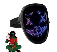 YRRNAE Masque à DEL avec détection de gestes pour enfants et adolescents - Masque lumineux à DEL effrayant avec 30 images statiques et 40 images dynamiques - Pour cosplay, fête, bal masqué, carnaval