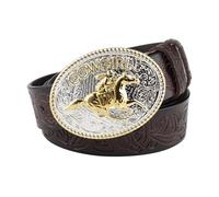 YRSHENG Ceinture Cowboy Femme Cuir, Ceintures Western pour Femme Boucle Gravée Ceinture De Cowgirl Occidental, Ceinture en Cuir Gaufré pour Jeans, Pantalons,Dark Brown,95CM/37.4''