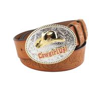 YRSHENG Ceinture Western Femme Cuir, Ceintures De Cowboy Cowgirl Ceinture en Cuir Véritable pour Femme, Ceintures Occidental La Campagne pour Jeans Pantalons,Orange,100CM/39.4''