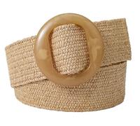 YRTHFJTJ Ceinture élastique, ceintures for femmes ceinture large élastique tissée couleur unie avec boucle en plastique assortie(Khaki)