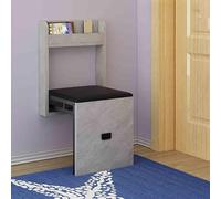 YRthongXy Tabourets muraux cachés, Wall Mounted Shoe Changing Stool Solid Wood Folding Chair, Square Shoe Bench Seat Space Saving Hidden Wall Stools, for Adults Maximum Load 150 Kg(Gray)