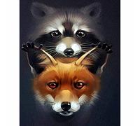 YRTMHU DIY 5D Kit Peinture Diamant Animal renard raton laveur Broderie Point de Croix Photos Cristal Diamond Painting Complet Kits Artisanat pour Enfants Adultes Fille (30x40cm)