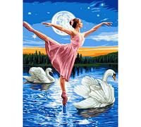 YRTMHU Kit Diamond Painting 5D Plein Forage Bricolage Cristal Strass Point de Croix Danseuse du lac des cygnes Kit Peinture Diamant Enfant Artisanat pour Chambre Salon 40x50cm