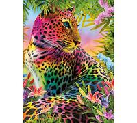 YRTMHU Kits Diamond Painting 5D Léopard animal coloré Kit d'art de Peinture Diamant Complet Forage Cristal Personnalisé Point de Croix pour Le Décor de Mur à la Maison Enfants Adultes 30x40cm
