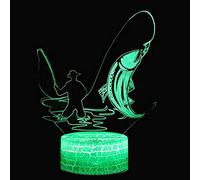 YRTMHU Lampe de Chevet forme de pêcheur 3D pour Adulte Enfant Chambre Décor, Veilleuse Led, Lampe Illusion, Lampe de Nuit pour Chambre Salon Café, Lampe de Bureau avec Interrupteur Tactile