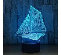YRTMHU Lampe de Chevet voilier de dessin animé 3D pour Adulte Enfant Chambre Décor, Veilleuse Led, Lampe Illusion, Lampe de Nuit pour Chambre Salon Café, Lampe de Bureau avec Interrupteur Tactile
