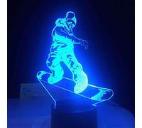 YRTMHU Lampe Led garçon de skate, Veilleuse 3D pour Enfant Bébé, Lampe de Chevet USB Veilleuse Illusion pour Garçons Filles, 16 Couleurs Changeantes avec Télécommande pour Vacances, Anniversaire