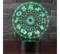 YRTMHU Lampe Led signes du zodiaque, Veilleuse 3D pour Enfant Bébé, Lampe de Chevet USB Veilleuse Illusion pour Garçons Filles, 16 Couleurs Changeantes avec Télécommande pour Vacances, Anniversaire