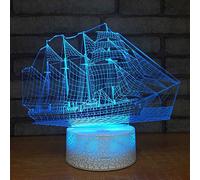 YRTMHU Veilleuse Led bateau à voile, Lampe Illusion 3D, Lampe de Nuit pour Adulte Enfant, Lampe de Bureau USB pour Salon Chambre Décor, 16 Couleurs Changeantes avec Télécommande