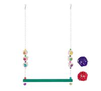 YRTUOP Balançoire Poule pour Poulailler avec Clochette - Jouets De Poulailler avec 2 Balles en Rotin,Perchoir en Bois pour Canaris Poulets Mainate Perruche Repos Et Jeu