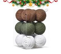YRTUOP Boule De Noël Style Ferme | 12 Pièces Décorations en Corde De Coton Fait Main Style Rustique,Ensemble d'Ornements d'arbre de Noël | pour Salle De Bain Maison Hiver Chevet Couloir École Bureaux