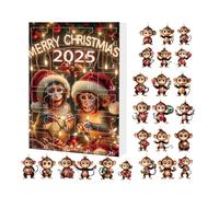 YRTUOP Calendrier De L'avent 2025 Singe Ornements De Sapin - 24 Pièces Suspension Acrylique 2D Calendrier De Compte À Rebours - Décoration pour Voiture Bureau Chambre Fêtes Anniversaire